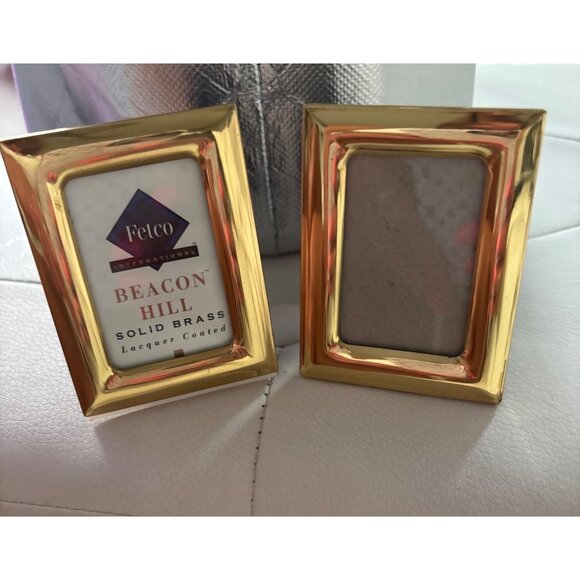 Beacon Hill Solid Brass Lacquer Coated Mini Photo Frames By Fetco - Picture 1 of 7
